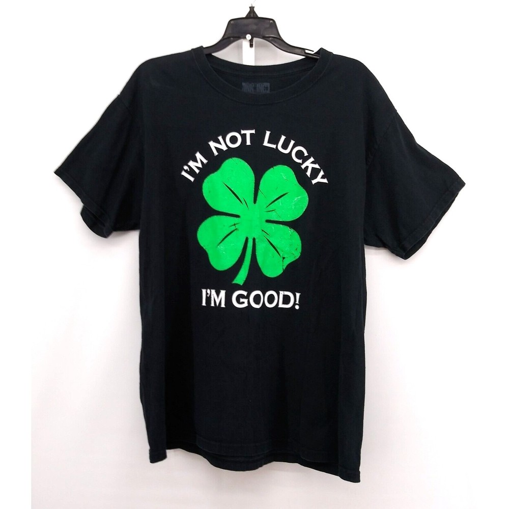 Ink INC I'M NOT LUCKY I'M GOOD! T-Shirt Men's M Graphic Short Sleeve Shirt